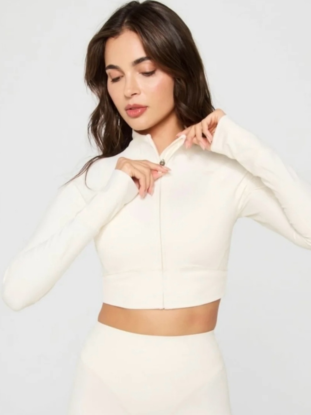 Fabletics Ribbed Cropped Long-Sleeve Zip-Up - Picture 3 of 4